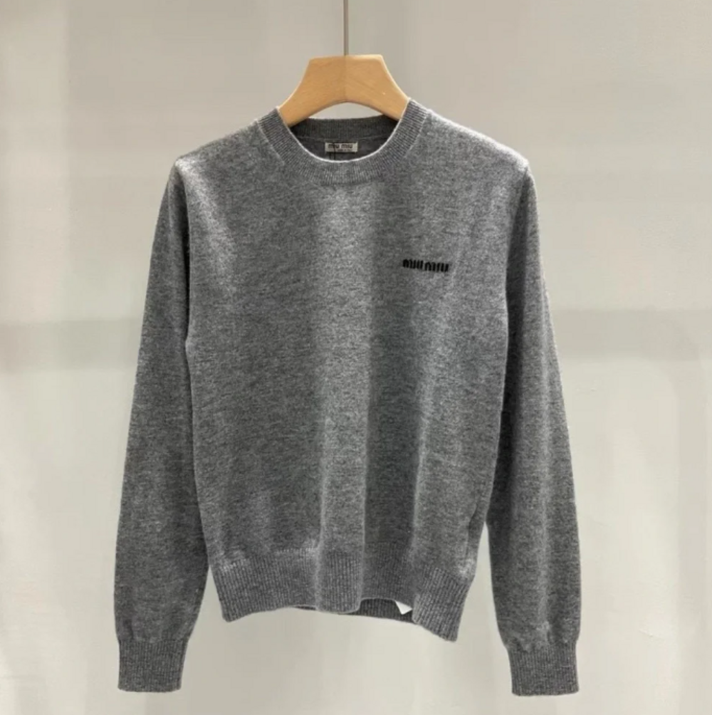 Miu Miu Stylish Gray Crewneck Sweater